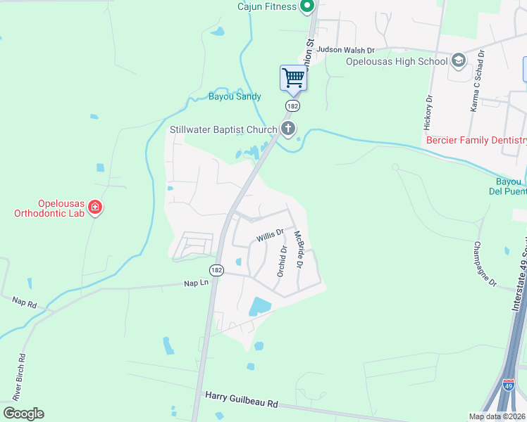 map of restaurants, bars, coffee shops, grocery stores, and more near 196-698 Andre Martin Blvd in Opelousas
