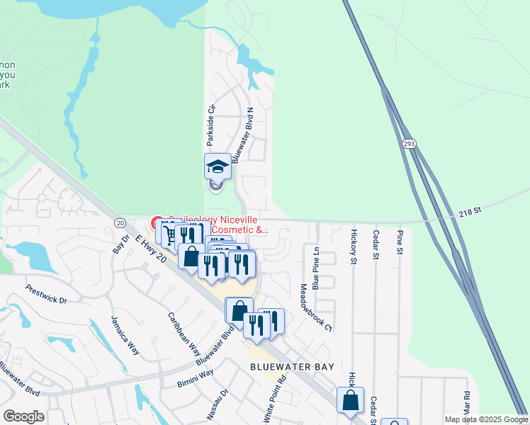 map of restaurants, bars, coffee shops, grocery stores, and more near 4566 Barrington Lane in Niceville
