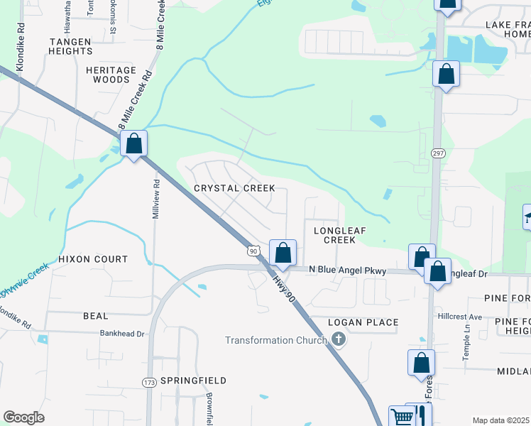 map of restaurants, bars, coffee shops, grocery stores, and more near 6647 Hallendale Drive in Pensacola