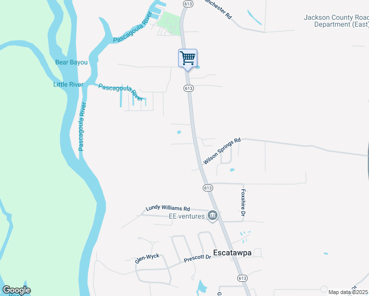 map of restaurants, bars, coffee shops, grocery stores, and more near 10181 Christy Cove in Moss Point