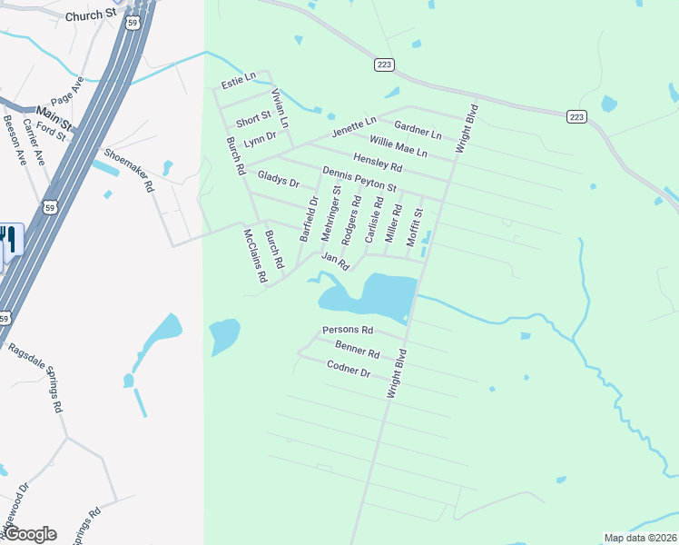map of restaurants, bars, coffee shops, grocery stores, and more near 301 Jan Road in Shepherd
