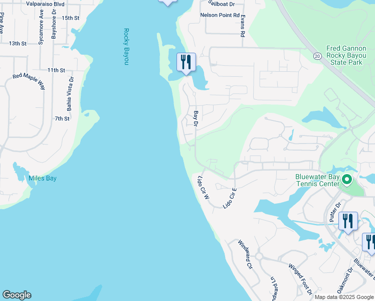 map of restaurants, bars, coffee shops, grocery stores, and more near 48 Marina Cove Drive in Niceville
