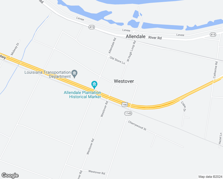 map of restaurants, bars, coffee shops, grocery stores, and more near 1512 West Hugh Loop Road in Port Allen