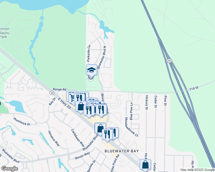 map of restaurants, bars, coffee shops, grocery stores, and more near 4559 Barrington Lane in Niceville