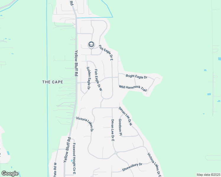 map of restaurants, bars, coffee shops, grocery stores, and more near 13934 Fish Eagle Drive East in Jacksonville