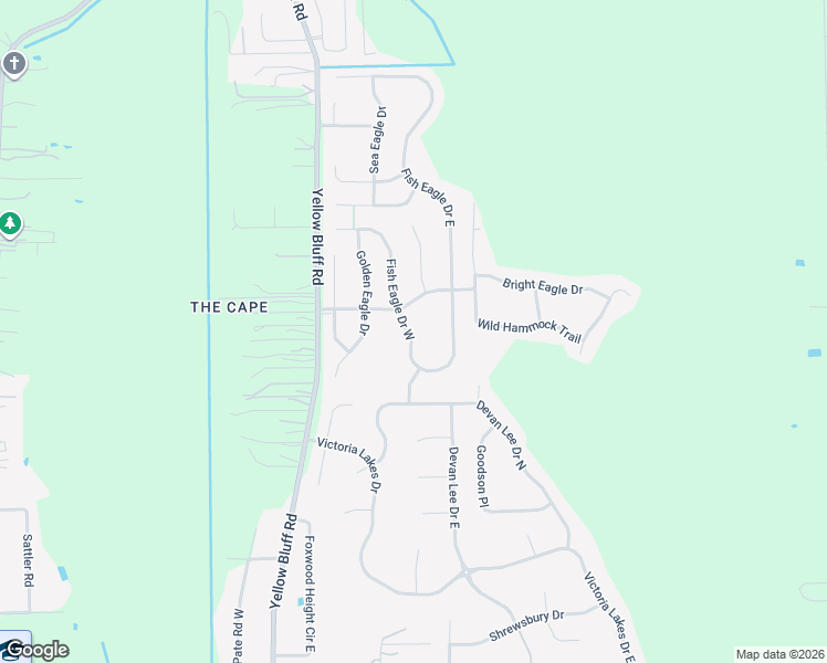 map of restaurants, bars, coffee shops, grocery stores, and more near 13832 Fish Eagle Drive West in Jacksonville