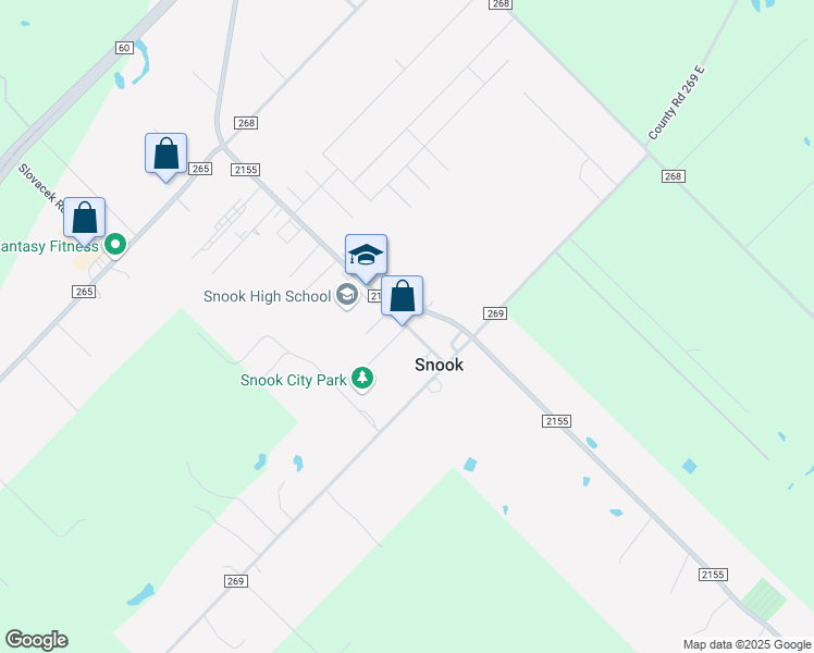 map of restaurants, bars, coffee shops, grocery stores, and more near Farm to Market 2155 Loop in Snook