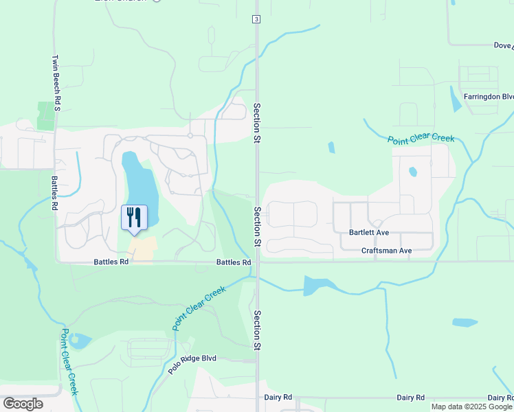 map of restaurants, bars, coffee shops, grocery stores, and more near Section Street in Fairhope
