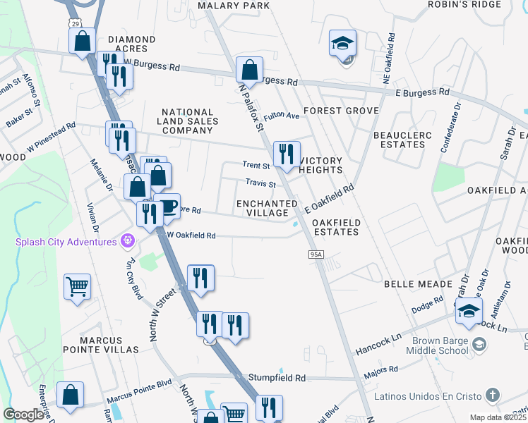 map of restaurants, bars, coffee shops, grocery stores, and more near 6809 Tiki Lane in Pensacola