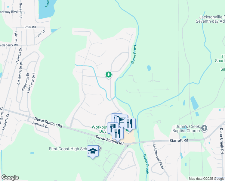map of restaurants, bars, coffee shops, grocery stores, and more near 14067 Summer Breeze Drive East in Jacksonville