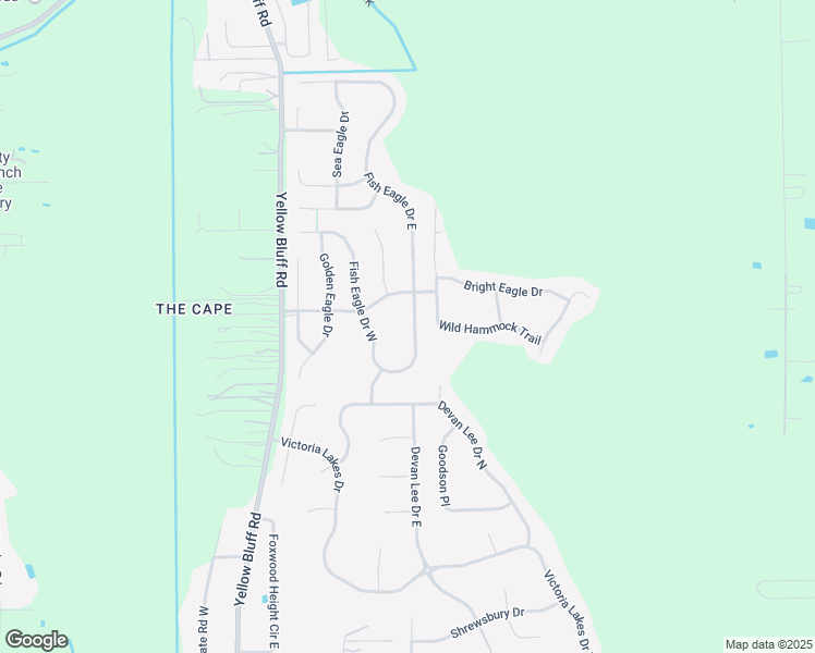 map of restaurants, bars, coffee shops, grocery stores, and more near 13940 Fish Eagle Drive East in Jacksonville