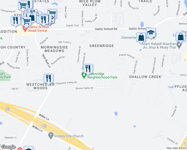 map of restaurants, bars, coffee shops, grocery stores, and more near 513 Dinge Bay Drive in Round Rock