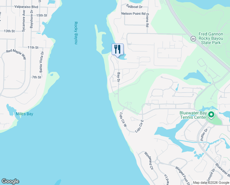 map of restaurants, bars, coffee shops, grocery stores, and more near 58 Marina Cove Drive in Niceville