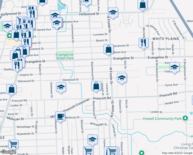 map of restaurants, bars, coffee shops, grocery stores, and more near 4663 Sherwood Street in Baton Rouge