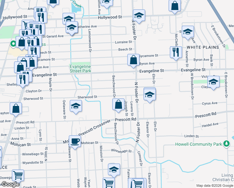 map of restaurants, bars, coffee shops, grocery stores, and more near 4663 Sherwood Street in Baton Rouge
