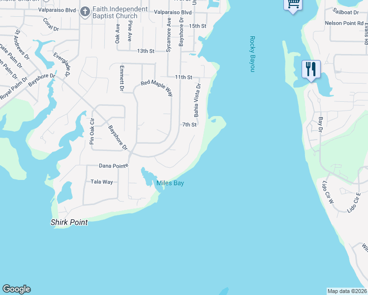map of restaurants, bars, coffee shops, grocery stores, and more near 23 Lanman Road in Niceville