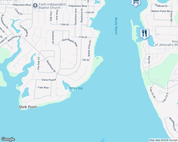 map of restaurants, bars, coffee shops, grocery stores, and more near 18 Lanman Road in Niceville