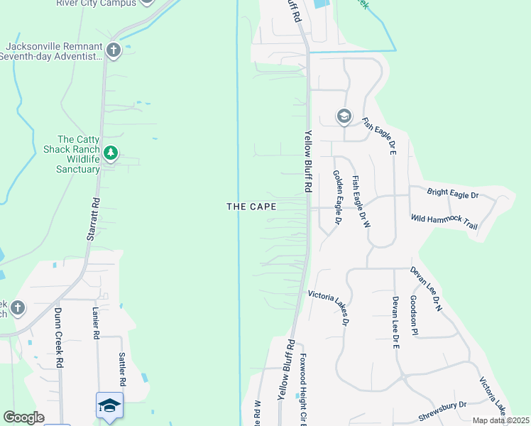 map of restaurants, bars, coffee shops, grocery stores, and more near 13910 Yellow Bluff Road in Jacksonville