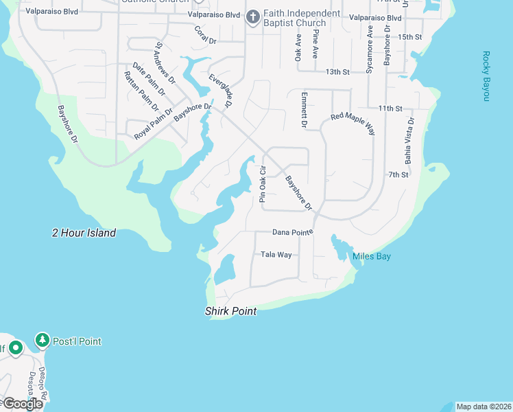 map of restaurants, bars, coffee shops, grocery stores, and more near 1140 Pin Oak Circle in Niceville