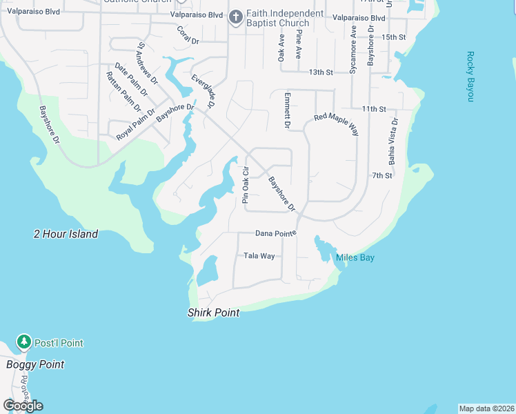 map of restaurants, bars, coffee shops, grocery stores, and more near 1151 Pin Oak Circle in Niceville