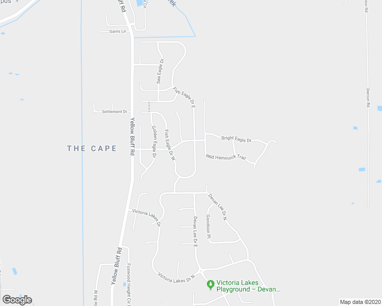 map of restaurants, bars, coffee shops, grocery stores, and more near 13952 Fish Eagle Drive East in Jacksonville