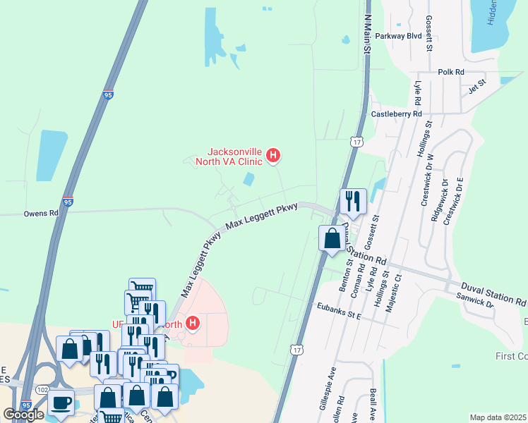 map of restaurants, bars, coffee shops, grocery stores, and more near 14050 Integra Drive in Jacksonville