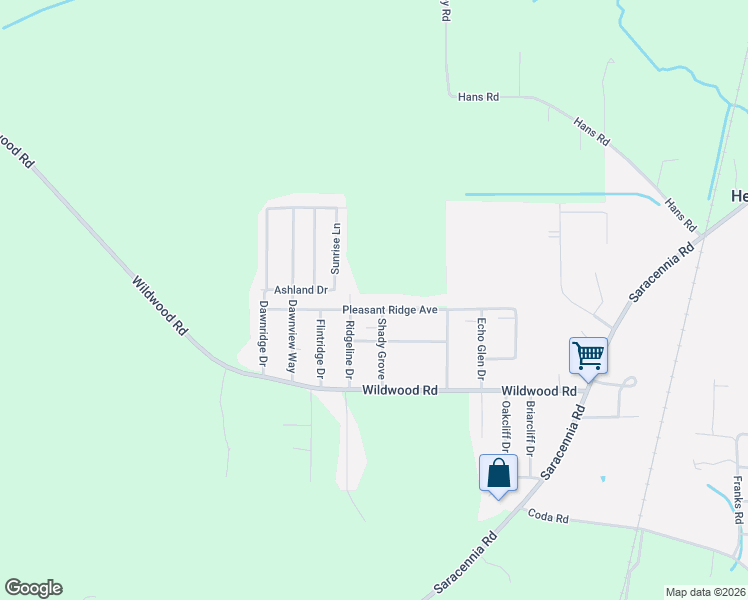 map of restaurants, bars, coffee shops, grocery stores, and more near 5805 Pleasant Ridge Avenue in Moss Point