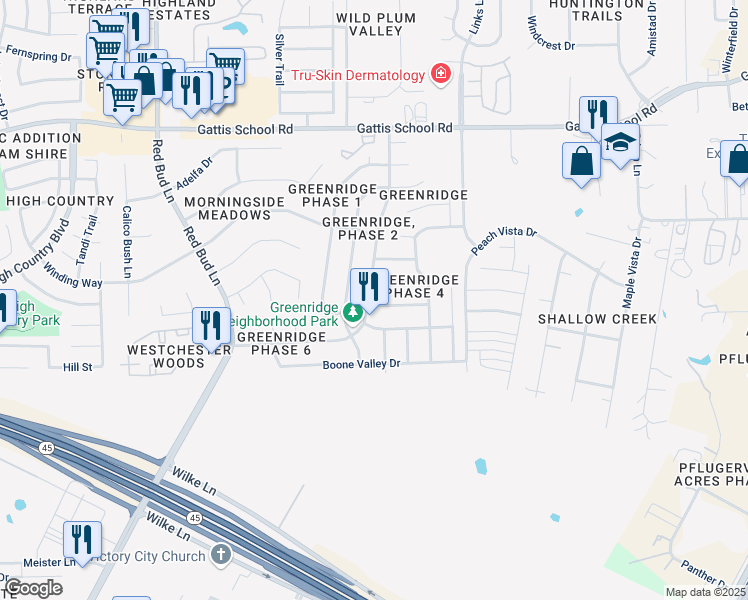 map of restaurants, bars, coffee shops, grocery stores, and more near 513 Dinge Bay Drive in Round Rock
