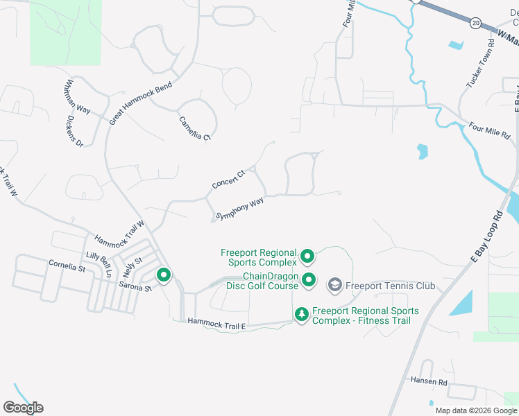 map of restaurants, bars, coffee shops, grocery stores, and more near 510 Symphony Way in Freeport