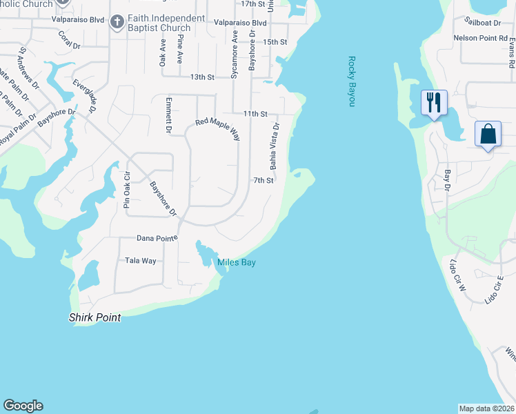 map of restaurants, bars, coffee shops, grocery stores, and more near 23 Lanman Road in Niceville