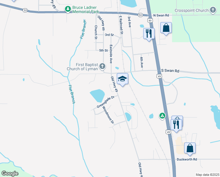 map of restaurants, bars, coffee shops, grocery stores, and more near 14182 Old Highway 49 in Gulfport