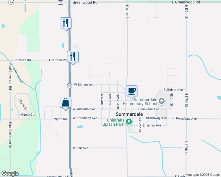 map of restaurants, bars, coffee shops, grocery stores, and more near 300-304 West Washington Avenue in Summerdale