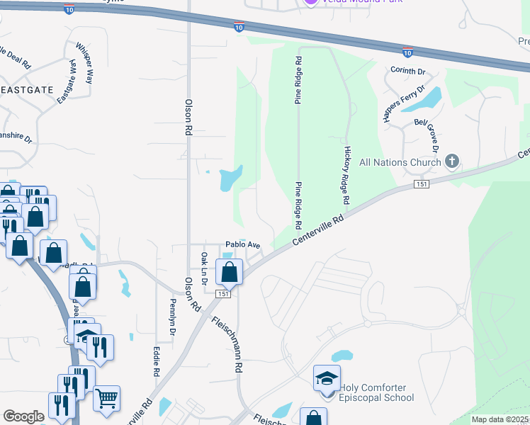 map of restaurants, bars, coffee shops, grocery stores, and more near 2537 Stonegate Drive in Tallahassee