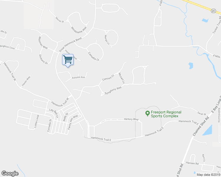 map of restaurants, bars, coffee shops, grocery stores, and more near 431 Symphony Way in Freeport