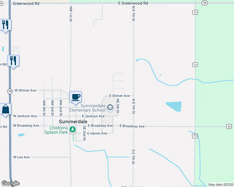 map of restaurants, bars, coffee shops, grocery stores, and more near 609 East Shriver Avenue in Summerdale