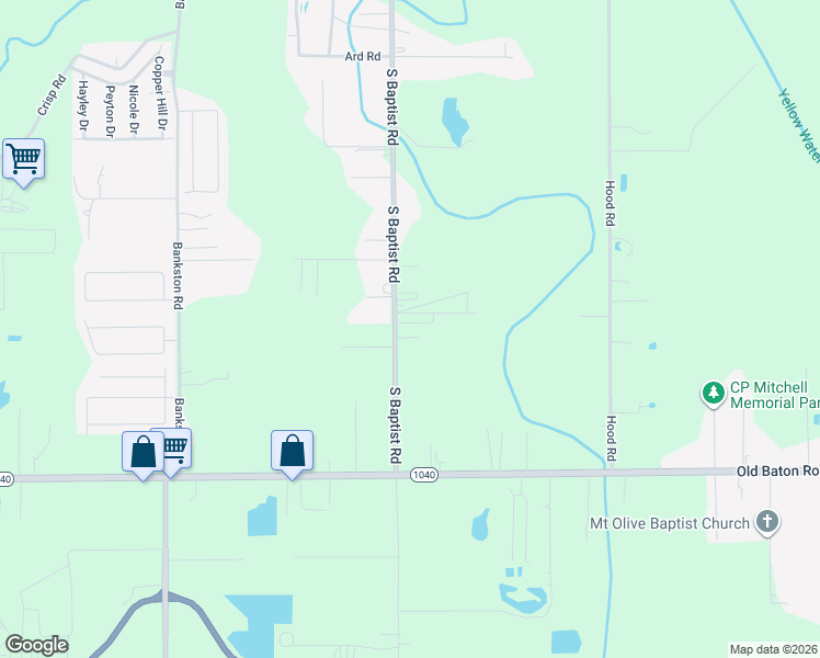map of restaurants, bars, coffee shops, grocery stores, and more near 44188 South Baptist Road in Hammond