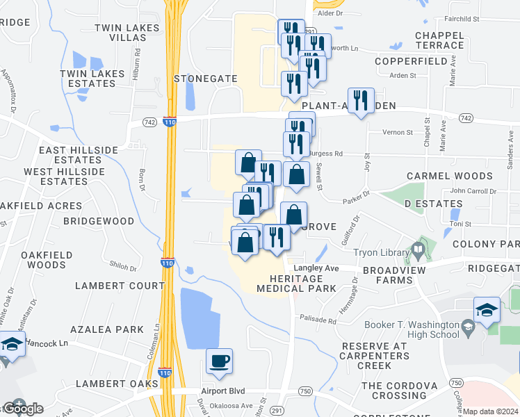 map of restaurants, bars, coffee shops, grocery stores, and more near 423 Schubert Drive in Pensacola
