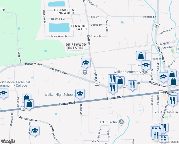 map of restaurants, bars, coffee shops, grocery stores, and more near 24111 Chateau de Chene Boulevard in Walker