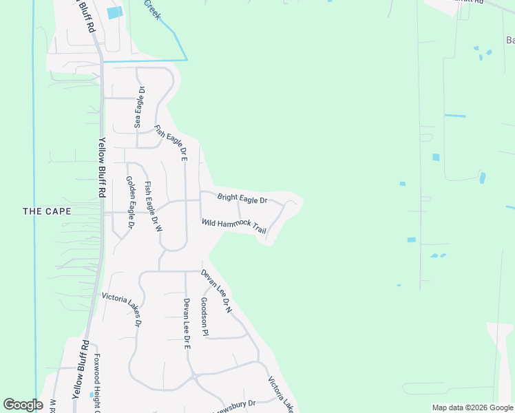 map of restaurants, bars, coffee shops, grocery stores, and more near 3028 Bright Eagle Lane in Jacksonville