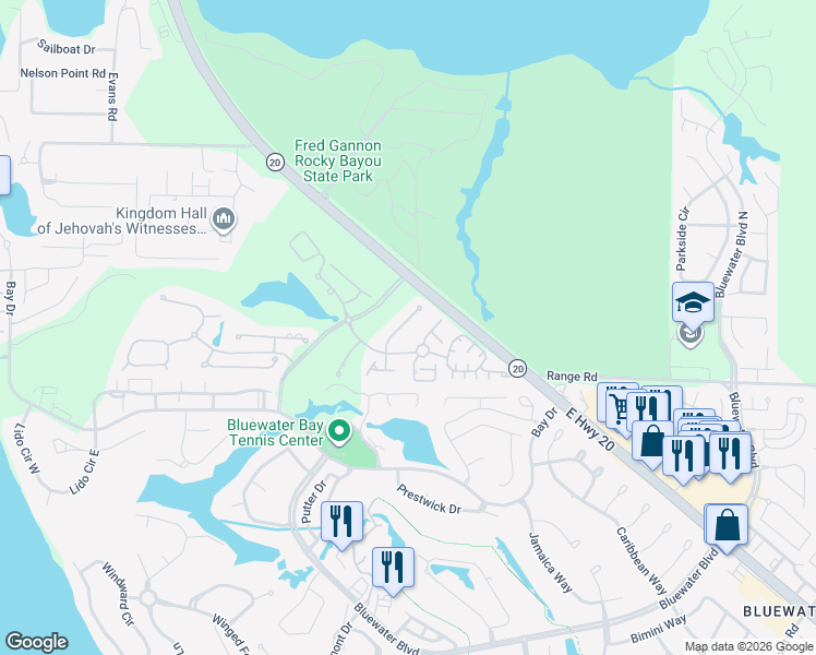 map of restaurants, bars, coffee shops, grocery stores, and more near 1427 William Faulkner Drive in Niceville