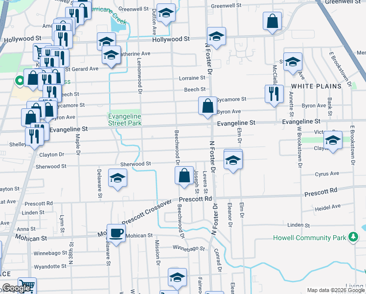 map of restaurants, bars, coffee shops, grocery stores, and more near 4664 Shelley Street in Baton Rouge