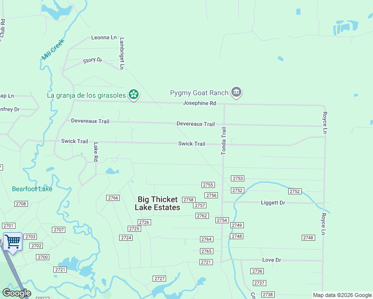 map of restaurants, bars, coffee shops, grocery stores, and more near 682 Swick Trail in Livingston