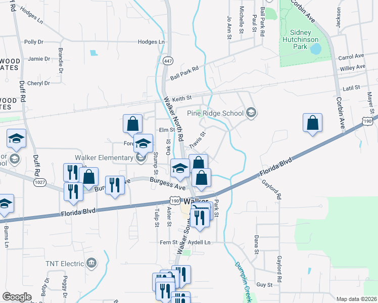 map of restaurants, bars, coffee shops, grocery stores, and more near 30135A Walker Road North in Walker