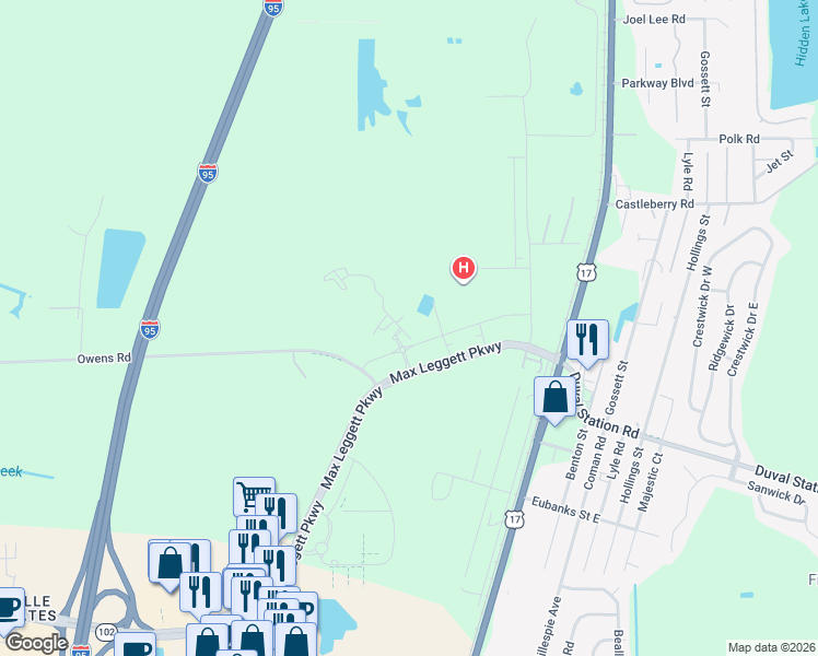 map of restaurants, bars, coffee shops, grocery stores, and more near 14050 Integra Drive in Jacksonville