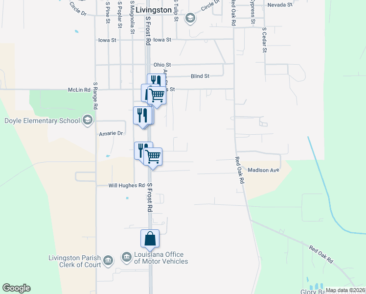 map of restaurants, bars, coffee shops, grocery stores, and more near 20475 Montana Street in Livingston