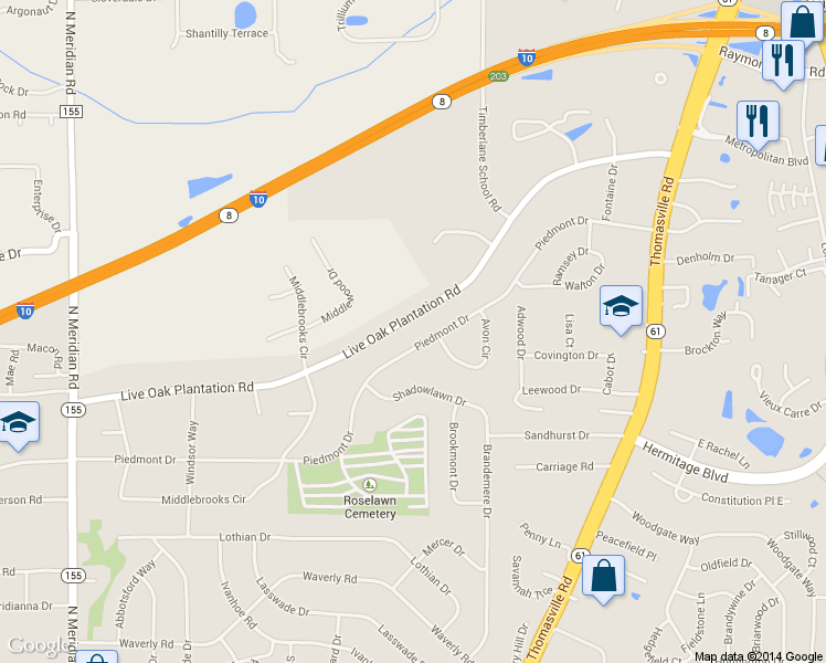 map of restaurants, bars, coffee shops, grocery stores, and more near 905 Live Oak Plantation Road in Tallahassee