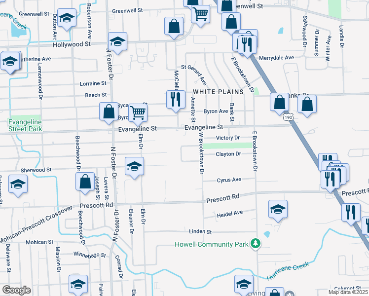 map of restaurants, bars, coffee shops, grocery stores, and more near 5550 Shelley Court in Baton Rouge