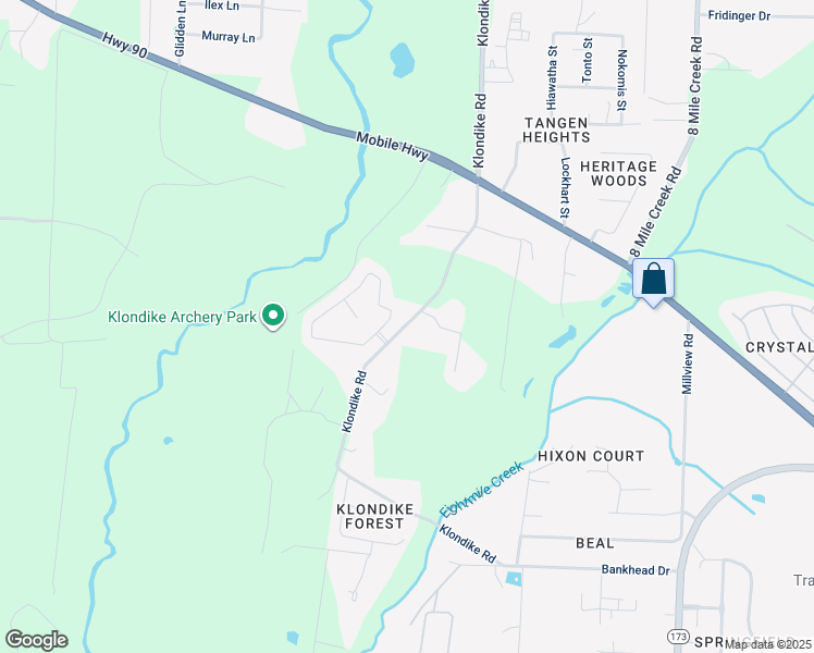 map of restaurants, bars, coffee shops, grocery stores, and more near 6970 Klondike Road in Pensacola