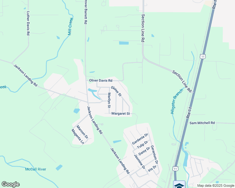 map of restaurants, bars, coffee shops, grocery stores, and more near 101-199 Marsha Street in Picayune
