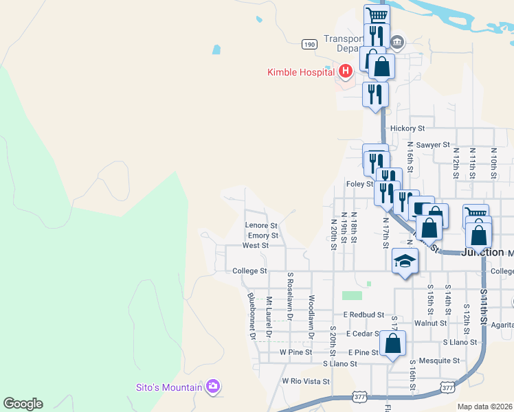 map of restaurants, bars, coffee shops, grocery stores, and more near 208 Hillside Street in Junction